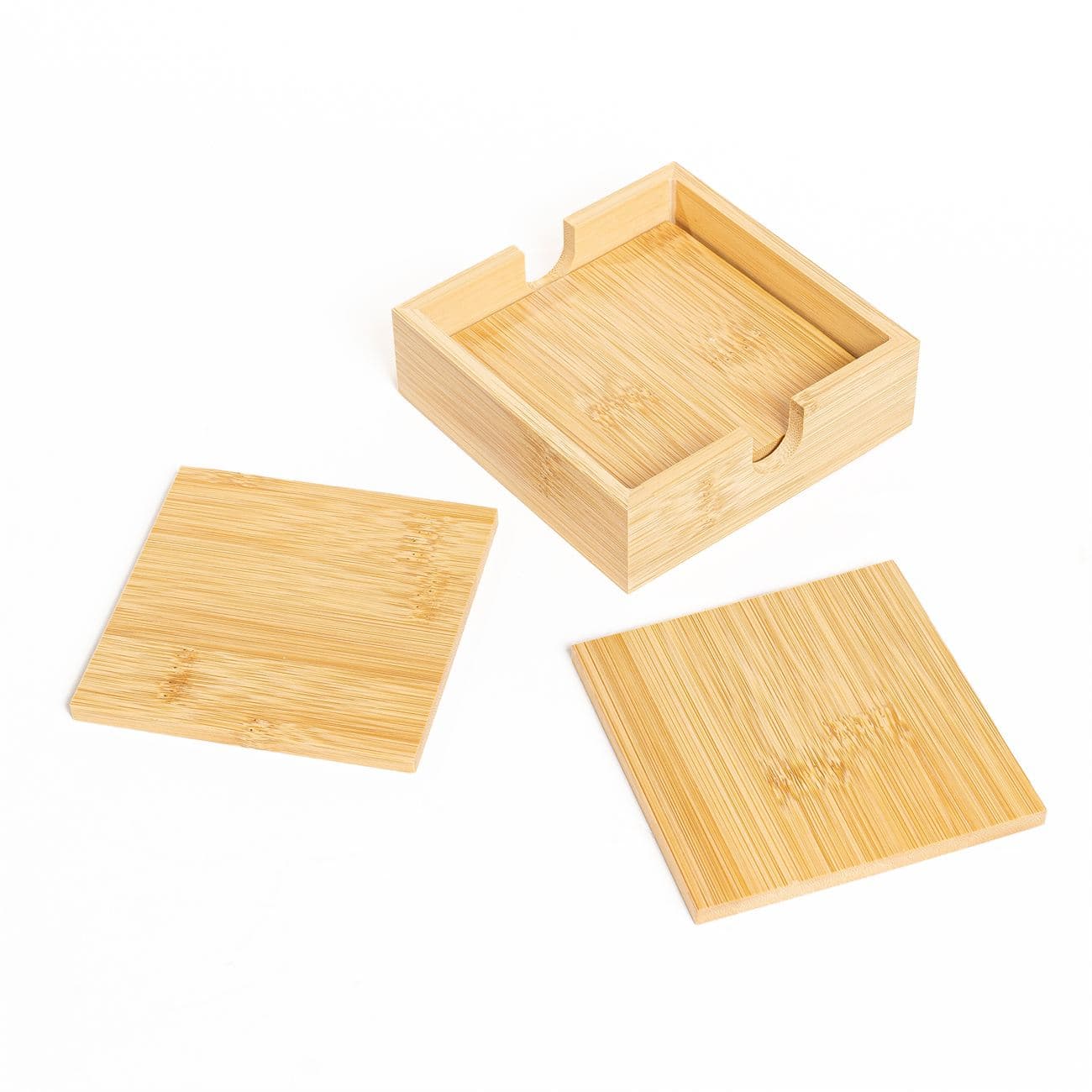 Set de 4 portavasos con base en bamboo