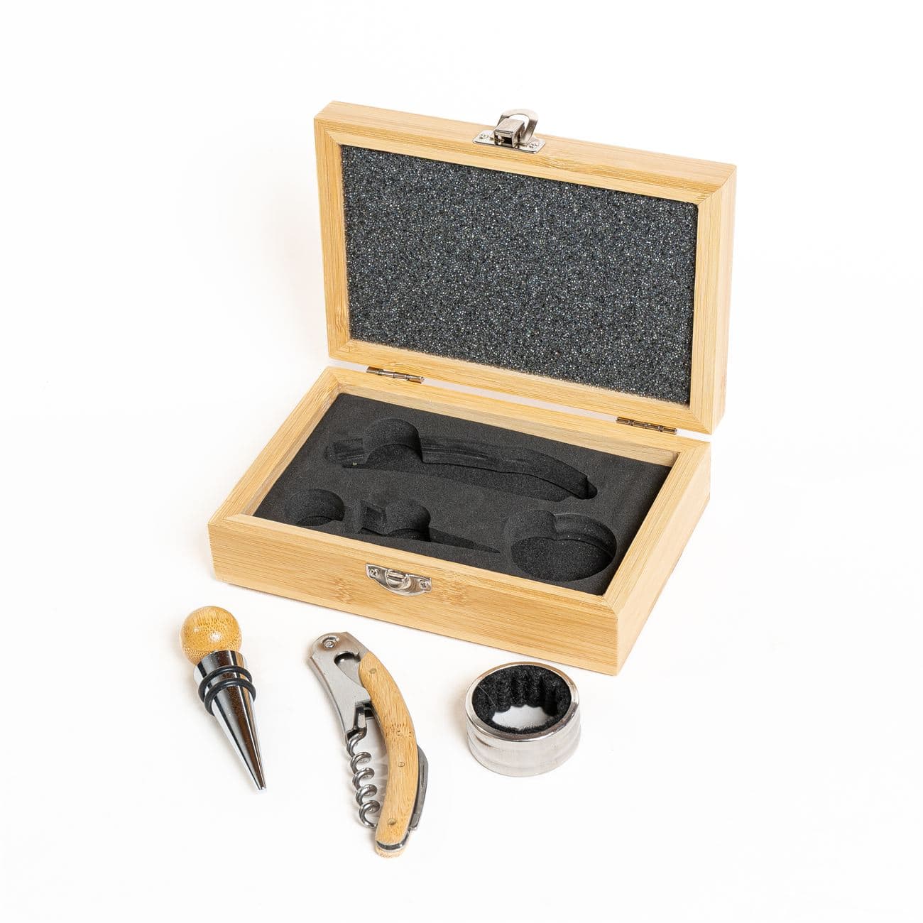 Set de vino de dos piezas en caja de madera