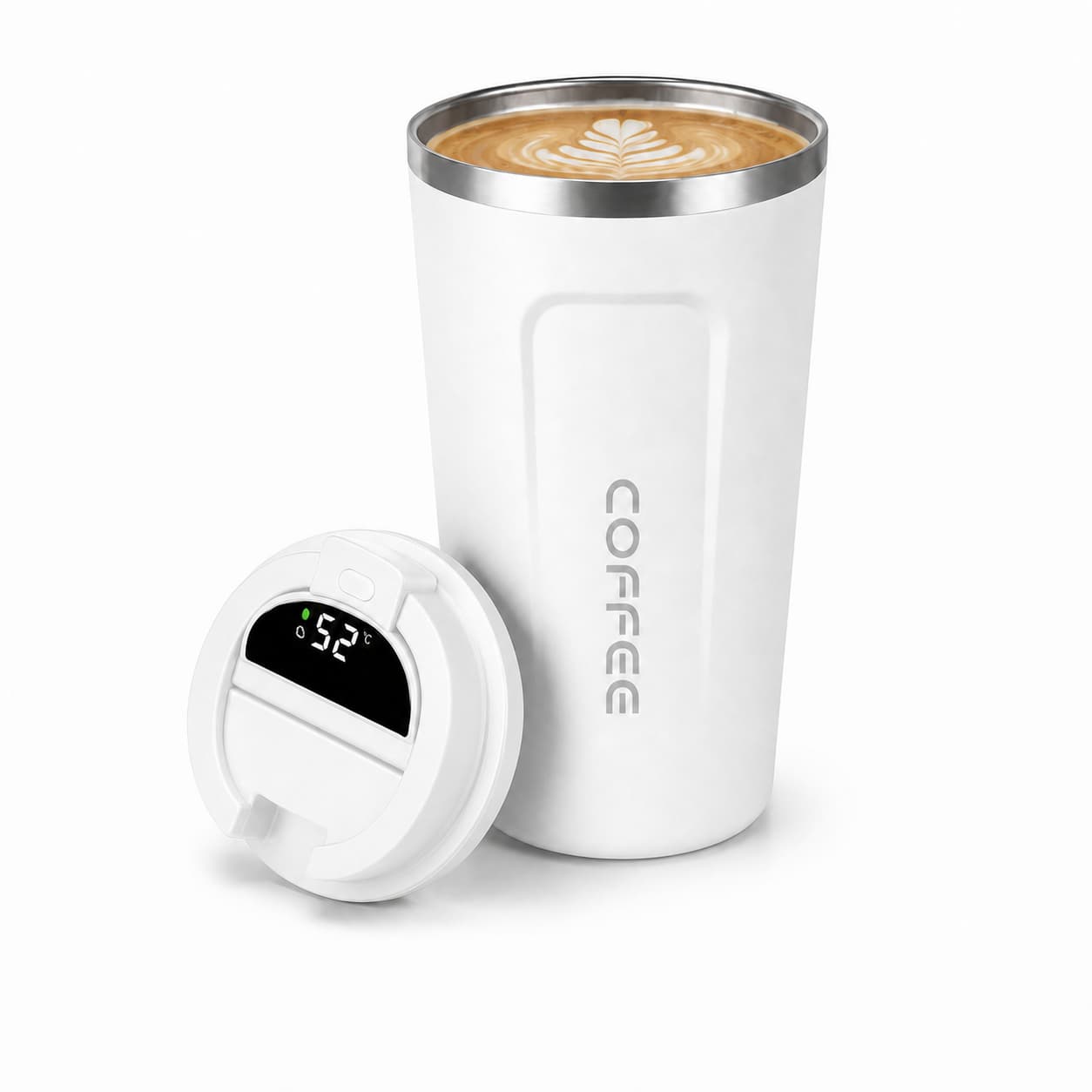 Vaso Térmico Con Display LED 510ml - Blanco